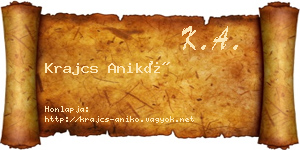 Krajcs Anikó névjegykártya